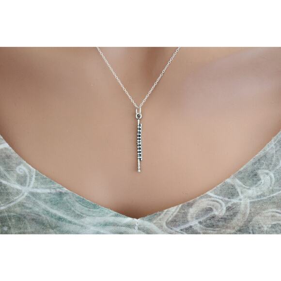 Sterling Silver Flute Necklace - Picture 2 of 6